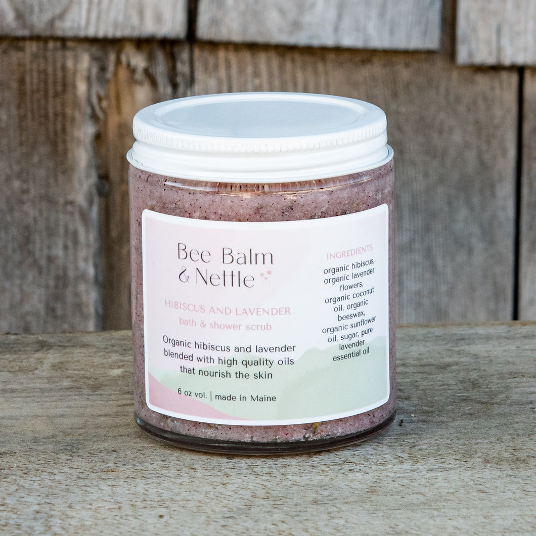 Hibiscus and Lavender bath and shower scrub